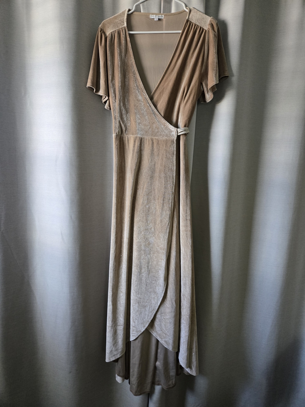 Baltic Born Taupe Velvet Wrap High-Low Dress